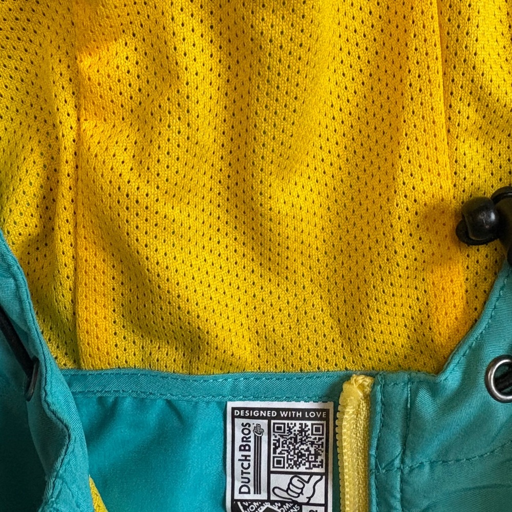 Dutch Bros Pullover Windbreaker Teal Blue Jacket Pullover Mens M - Picture 3 of 3